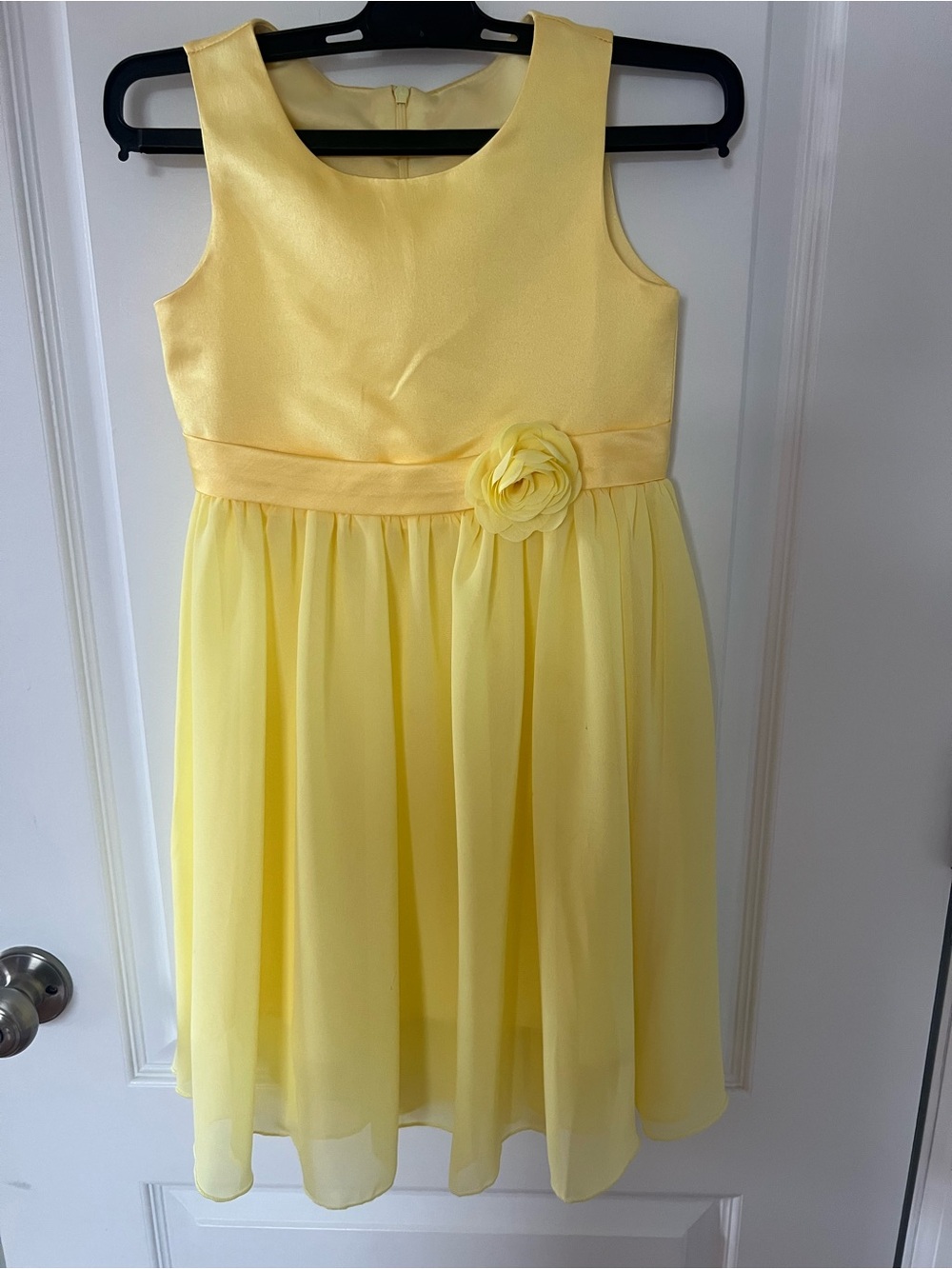 Yellow Flower-Accent Girls Party Dress